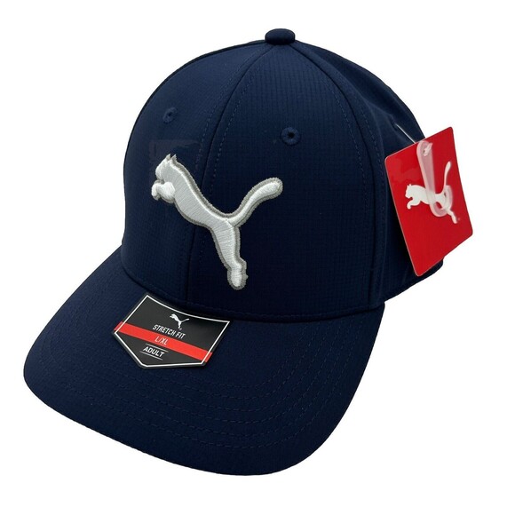 PUMA Evercat Dillon Stretch Fit Cap, Navy/White‎ Logo Large-X-Large New - Picture 1 of 15